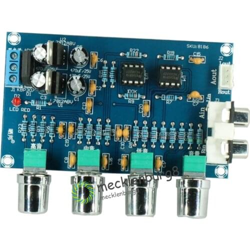 New NE5532 Stereo Pre-amp Preamplifier Tone Board Audio 4 Channels Amplifier Module 4CH CH Control Circuit Telephone Preamp