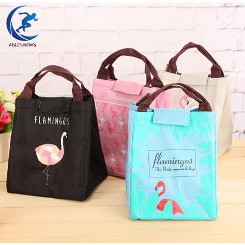 Portable Outdoor Picnic Bag Tote Insulated Thermal Lunch Box flamingos Animal Beach Food Picnic Cooler Camping Handbags