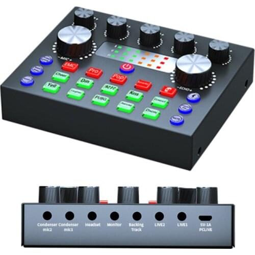 V8S Aluminum Alloy DSP Portable Sound Card Microphone For Phone Computer Karaoke USB Rechargeable Live Broadcast