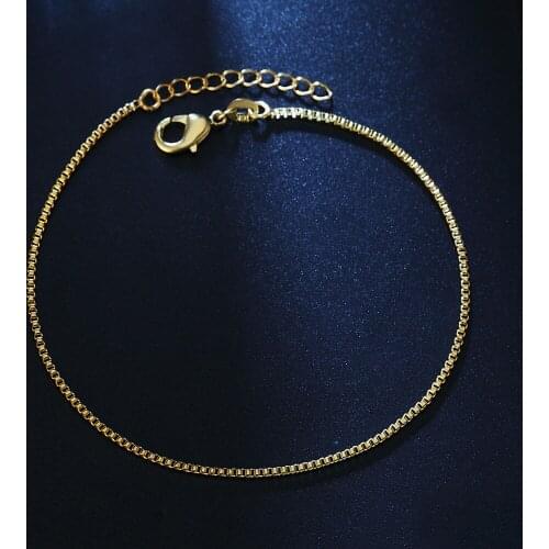 Simple 2mm Box chain Anklets for Women Silvery/Gold color Classic Chain foot Jewelry Gift For Girls Drop Shipping