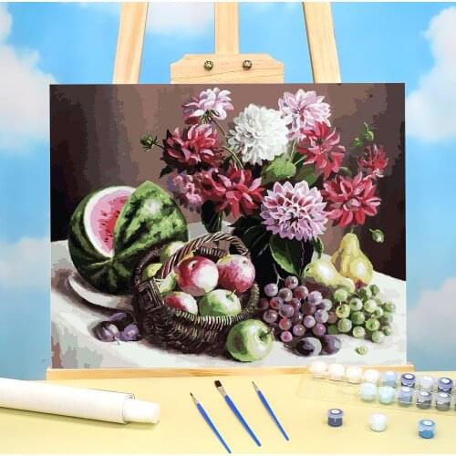 Flowers European Style DIY Paint By Numbers Set Oil Paints 50*70 Boards By Numbers Loft Wall Picture Crafts For Handicraft