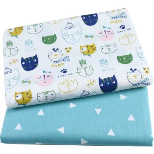 Syunss Cartoon Cute Cat Printed Twill Cotton Fabric DIY Tissue Patchwork Telas Sewing Baby Toy Bedding Quilting Tecido The Cloth