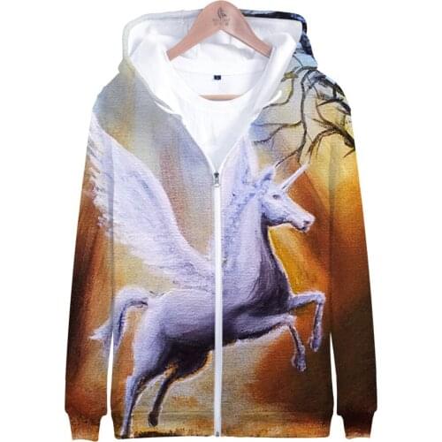 Unicorn 3D Printed Zipper Hoodies Boys Girls Fashion Long Sleeve Hoodie Sweatshirt Hot Sale Harajuku Jacket Coat Brand Clothes
