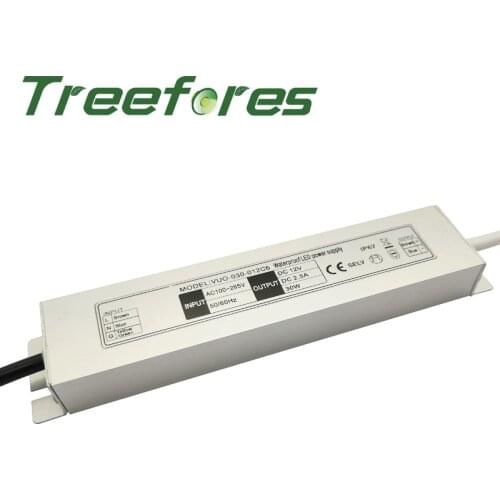 Slim IP67 LED Driver Adapter 20W 30W 45W 60W AC100V-260V to12V 24V dc Outdoor Lighting Transformer For Strip Rope Power Supply