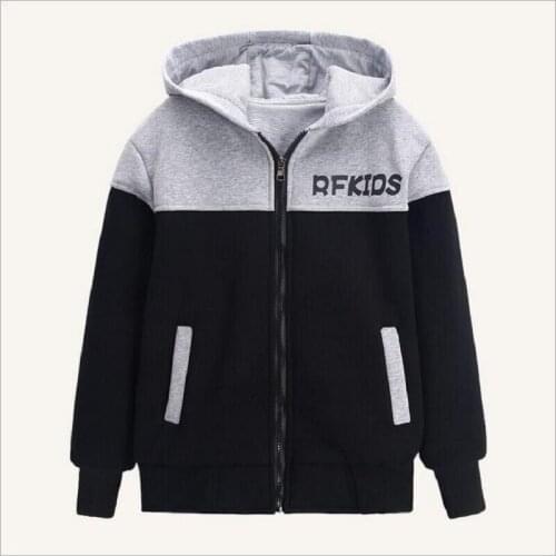 Spring Childrens Clothes Sweater Jacket For Boys Patchwork Hooded Zipper Sport Cardigan Thicken Warm Coat For Kids Outwear Tops