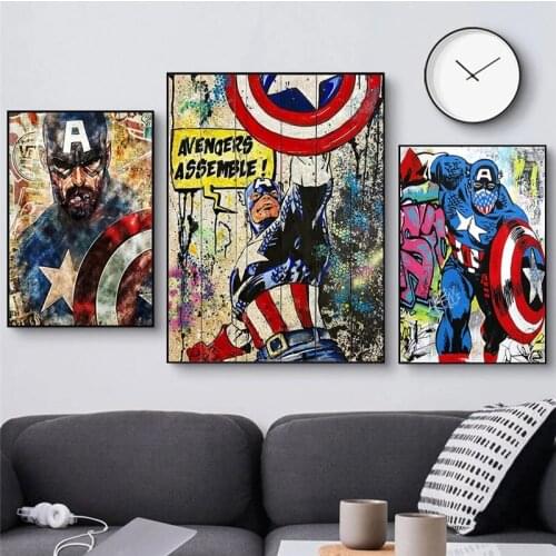 Canvas Painting Vintage Marvel Poster Falcon and The Winter Soldier Superhero Captain America Wall Art Picture Living Room Decor