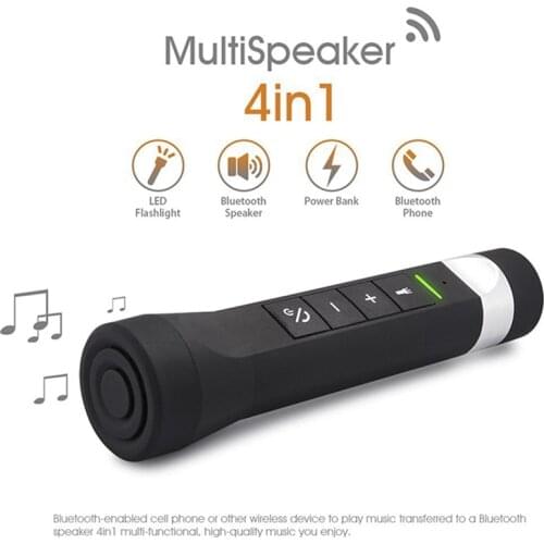 Outdoor Wireless Bluetooth Speaker Flashlight Torch Power Bank Support TF FM