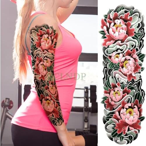 Waterproof Temporary Tattoo Sticker beautiful flower full arm large size fake tatto flash tatoo sleeve for men women girl lady