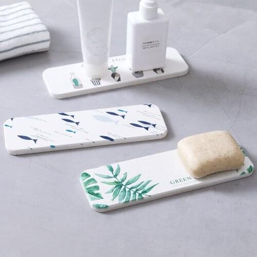 XZJJA Natural Diatom ooze Bathroom Storage Shelves Soap Waterproof Gasket Washstand Toiletries Absorbent Tray Cute Toilet Racks