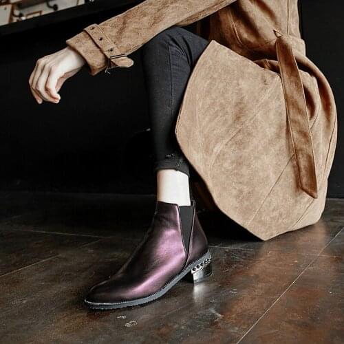 Womens shoes large 41-43 short side zipper European and American fashion horse shoe and Chelsea large 444546 womens shoes