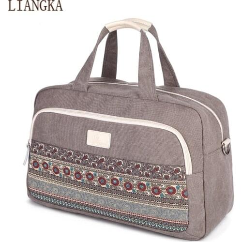 2020 Women Ethnic Style Tote Handbags Multifunctional Canvas Bag Travel Hand Fitness Large Capacity Patchwork Shoulder Bags