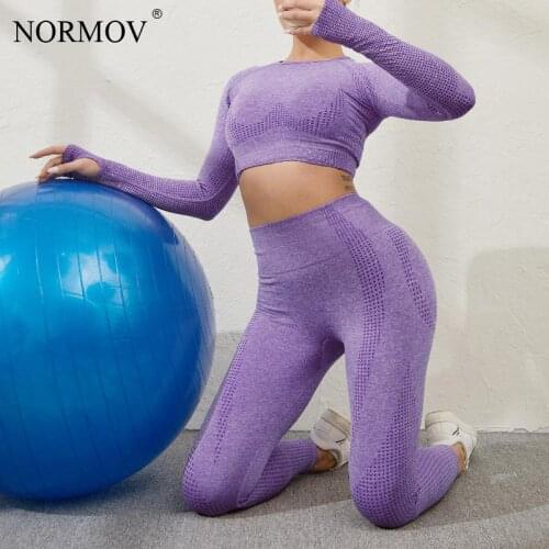 NORMOV Women High Waist Leggings Seamless Fitness Running Gym Leggings Training Clothing Solid Sexy Sportswear Female Leggins
