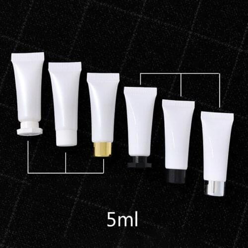 10pcs 5g Empty Cosmetic Squeeze Bottle 5ml Refillable White Container Makeup Eye Cream Lotion Soft Tube Plastic Free Shipping