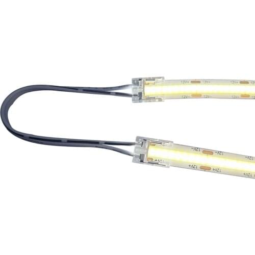 10pcs High Density COB LED Connector for 8mm 10mm 2pin Single Color IP20 5050 3014 Tape Light Strip to Wire FOB Connectors