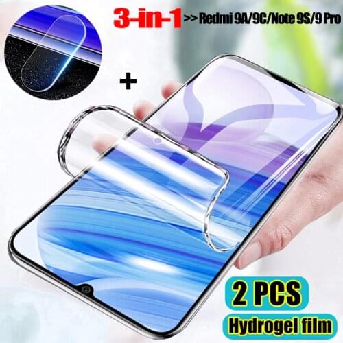 2 pcs hydrogel film + camera glass for redmi 9a 9c note 9 pro screen protector redmi note 9 s hidrogel note-9s xiaomi redmi 9 a