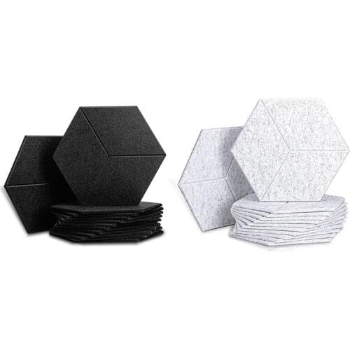 24 Pcs Acoustic Foam Panel Hexagon Acoustic Panels for Acoustic Treatment,Beveled Edge Tiles for Echo Bass Insulation