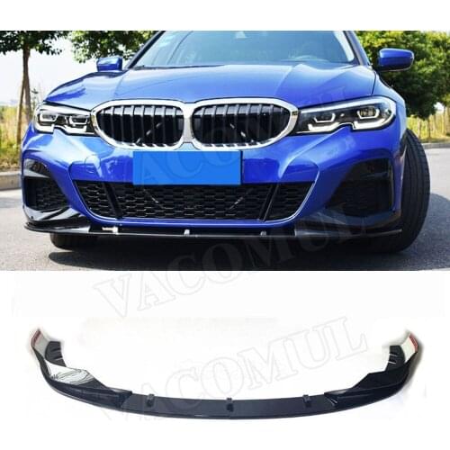 2 PCS/Set ABS Black Carbon Look Front Lip Chin Splitters Spoiler For BMW 3 Series G20 2019 2020 3D Style Bumper Guard