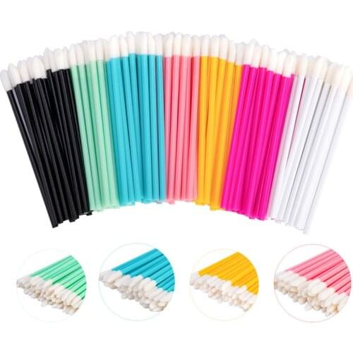 Hot 50Pcs Disposable Makeup Lip Brush Lipstick Lip gloss Wands Eye shadow Applicator Cosmetic Accessories maquiagem Make up Tool