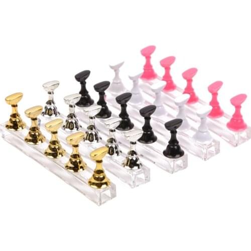1 Set Acrylic Nail Art Practice Stand Magnetic Nail Tips Holders Training Fingernail Display Rack DIY Nail Crystal Base