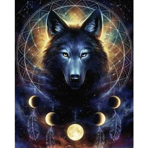 5D DIY Full Square Diamond Painting Wolf Animal Cross Stitch Kit Mosaic Picture Rhinestone Embroidery Decoration
