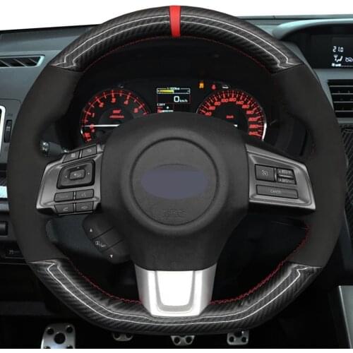 Car Products DIY Black Carbon Fiber Leather Car Accessories Steering Wheel Cover For Subaru WRX (STI) Levorg 2015-2019