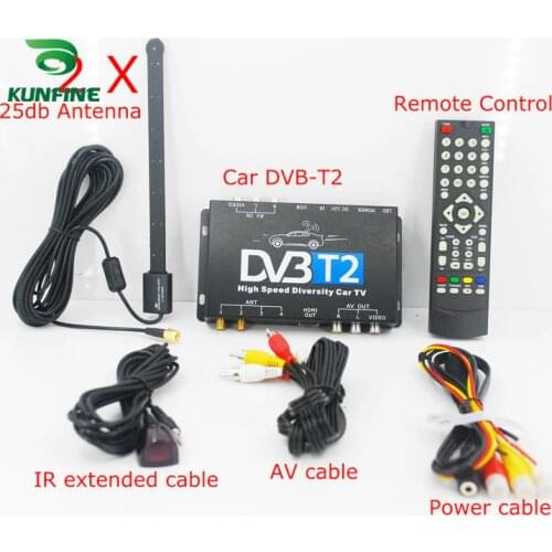 HDTV Car DVB-T2 DVB-T MULTI PLP Digital TV Receiver automobile DTV box With Two Tuner Antenna