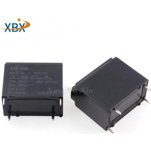 Free Shipping 10PCS 100% NEW Relays SONGCHUAN 891P-1A-C 12=DC 4pin 891p-1A-C 12VDC 25A 250V DC12V