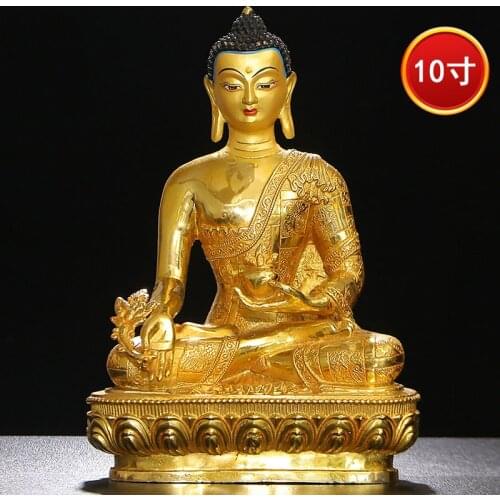 30cm large Buddhist supplies good Temple buddha statue Buddhism all-powerful medicine master buddha gilding copper buddha statue