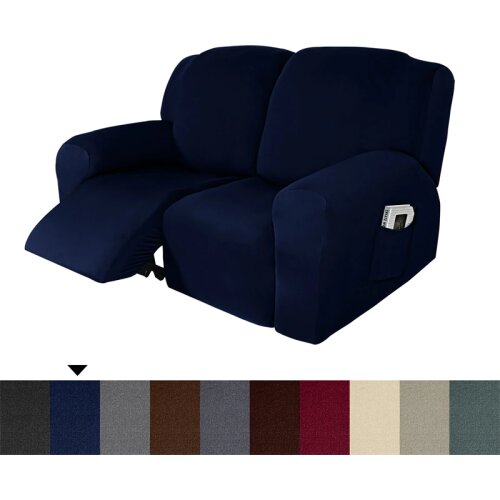 6Pcs/Set 2 Seater Recliner Sofa Cover Stretch Polyester All-Inclusive Rocking Chair Cover Elastic Recliner Cover Couch Bed Cover