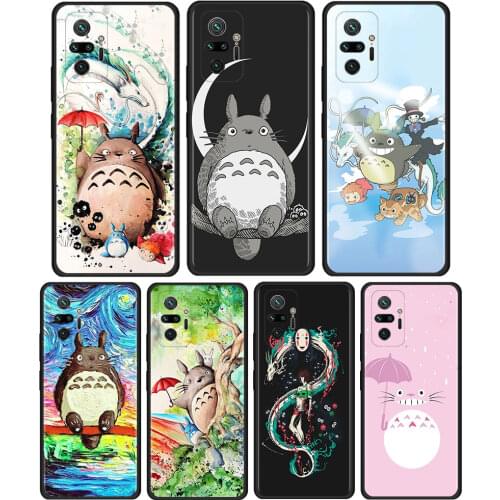 Totoro Ghibli Spirited Cover For Xiaomi Redmi Note 9S 9 8 9T 7 8T 10 Pro Max 5G TPU Cell Phone Case Black Soft Shell Coque Capa