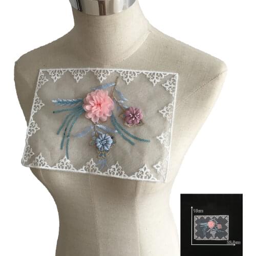 Embroidery Applique 3D flower Lace collar DIY Neckline Sequins Trim Sewing Fabric Clothing Accessories Scrapbooking YL1771