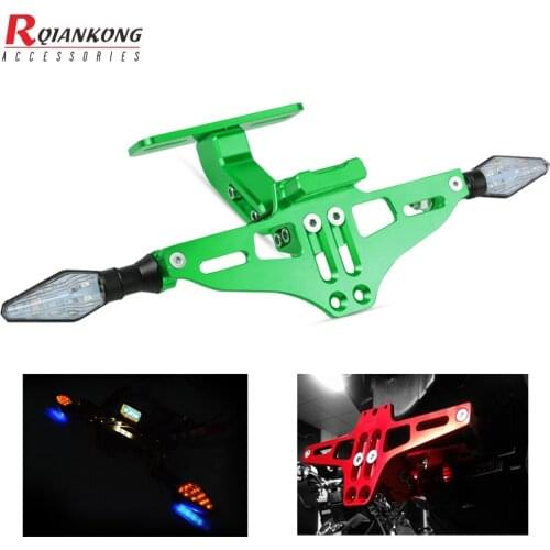 Motorcycle CNC Rear License Plate Mount Holder with LED Light Bracket For Kawasaki Z750 Z 800 Yamaha Honda BMW Suzuki Ducati