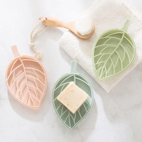 Double Layer Leaf Shape Drain Soap Box Soap Storage Box Container Portable Leaf Modeling Soap Dishes Holder Bathroom Supplies
