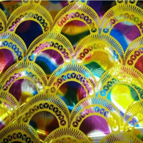 TWO SIDE elastic dragonscale fish scales bronzing fabric rainbow colorful fcosplay clothing diy knitted fabric Stage costumes