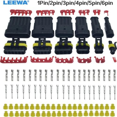 FEELDO 20set Auto Waterproof 1/2/3/4/5/6 Pin Way Electrical Wire Connector Plug Car Motorcycle Marine HID AWG Socket #CA3924