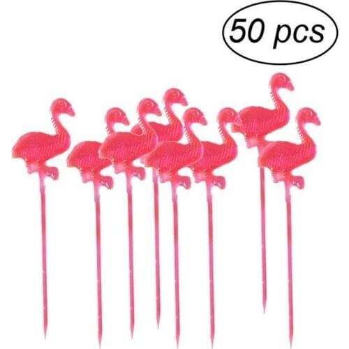 50 Pieces Buffet Cupcake Fruit Fork Cake Dessert Salad Sticks Flamingo Food Picks Cocktail Toothpick Skewer Party Supplies A35