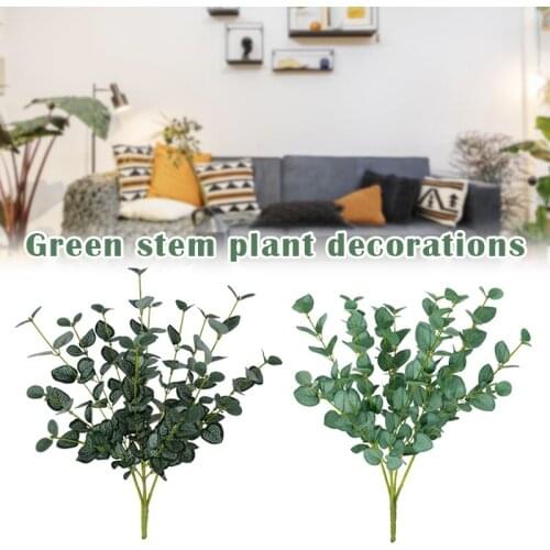 HOT Artificial Branch With Leaves Faux Dried Eucalyptus Garland Branches Stems Fake Greenery Decor NDS