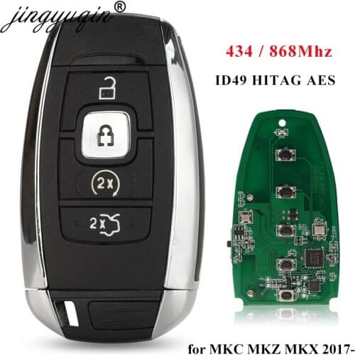 Jingyuqin 5pcs/lot Car Key Remote For Lincoln MKC MKZ MKX NAVIGATOR 2017 2018 2019 434/868Mhz ID49 Smart Fob Control Keyless Go
