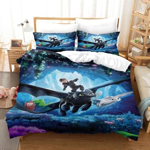 Cartoon Bedding Set For Girls Boys Duvet Cover For Bedroom 3d Dinosaur Print Cover Set Home Textile Beautiful Quilt Cover