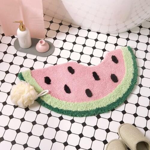 Bathroom Mat Fluffy Watermelon Nordic Fun Anti-slip Absorbent Foot Pad Home Door Mat Carpets for Living Room Area Rug