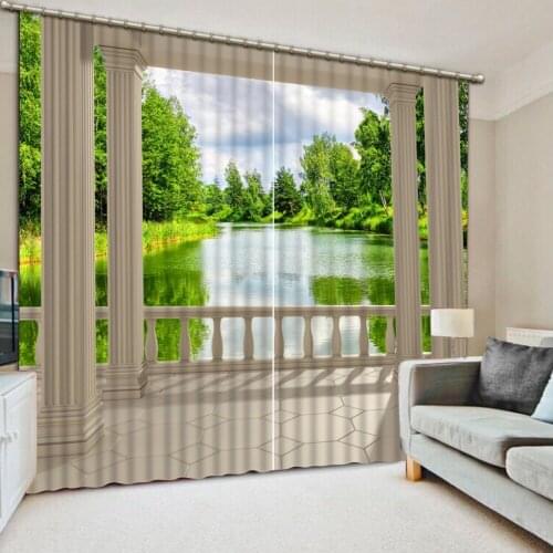 Landscape Scenery Beauty Digital Photo Printing Blackout 3D Curtains for Living Room green scenery cutains