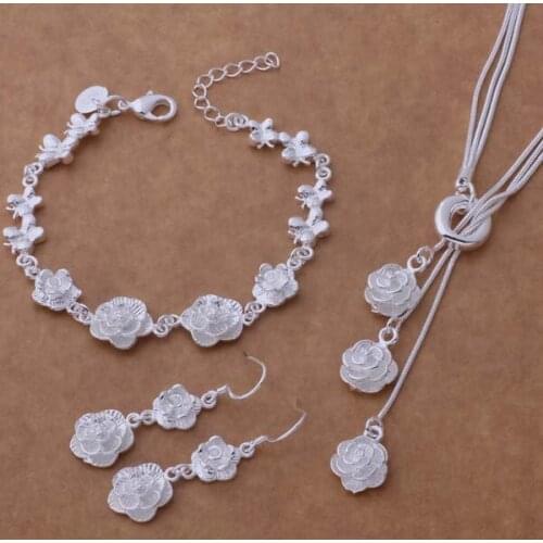 AS269 Hot Lucky Silver Color Jewelry Sets For Women Jewelry Sets Bracelet 021 + Necklace 497 + Earring 321 /dtfamkma Bmzakega