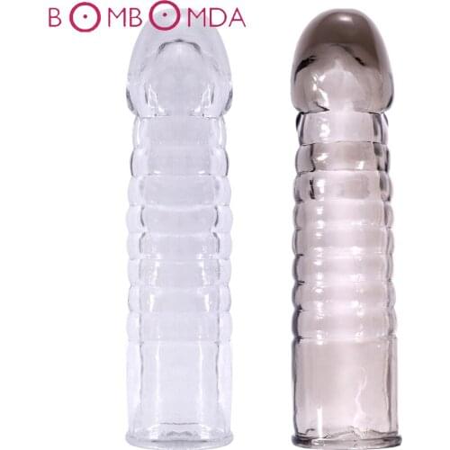 Soft Penis Enlargement Dick Sleeve Extender Enhance Condom Silicone Reusable Condom Erection Impotence Aid Sex Products for Men