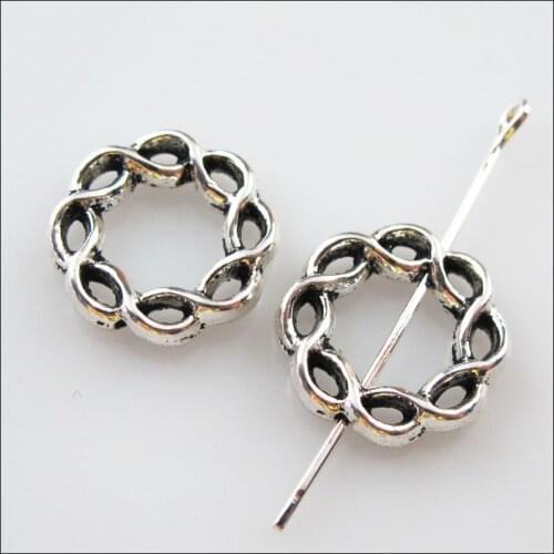 Fashion 20Pcs Tibetan Silver Color Round Spacer Frame Beads Charms 15mm