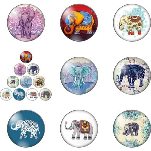 Fashion Indias Elephant Forest Animals 12mm/20mm/25mm/30mm Round Photo Glass Cabochon Demo Flat Back Making Findings
