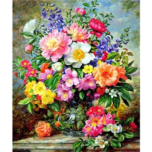 CraftArtGo 5D DIY Diamond Embroidery flower Full Square Round Rhinestone Mosaic Painting Cross Stitch Flowers Diamond Kit