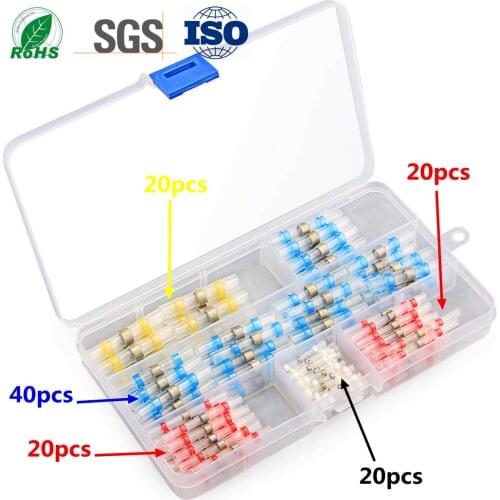 50/120/250PCS SST Series Wire Terminal Block Set Heat Shrink Waterproof IP67 Butt Copper AWG26-10 Solder Seal Fast Connector Kit