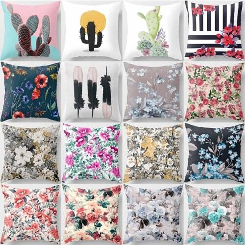 Tropical plants cactus beautiful little floral flowers pattern pillow cases short plush high quality square thick pillow covers