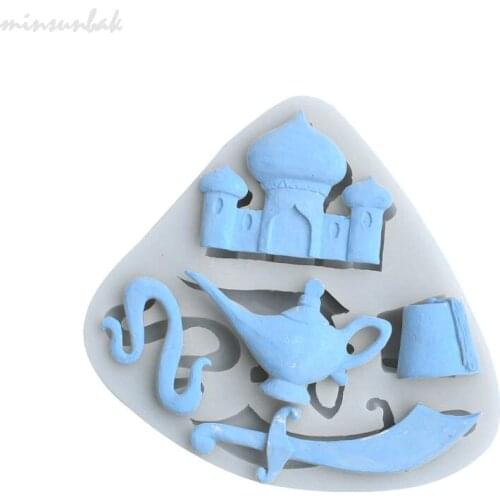 Minsunbak New Magic Lamp Castle Shape Silicone Mold Teapot Fondant Cake Mold Diy Handmade Clay Chocolate Gumpaste Mould