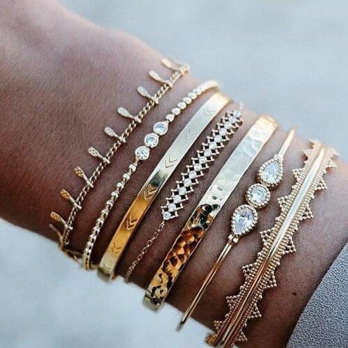 European and American Cross-Border New Metal Style Full Bracelet Bracelet Suit 7-Piece Set Creative Retro Punk Bracelet